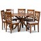 Baxton Studio Norah Modern and Contemporary Grey Fabric and Walnut Brown Finished Wood 7-Piece Dining Set 177-10547-10893-Zoro - alternate 1